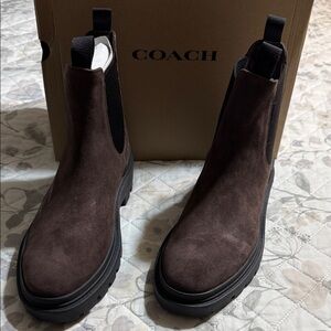 Coach Men's Dark Brown Suede  Collin Ankle Boots 9D